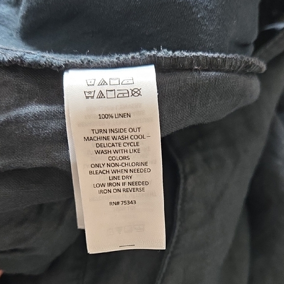 Tahari Navy Blue 100% Linen Pants Wide Leg Cropped Pants Normcore | Large - Picture 7 of 7